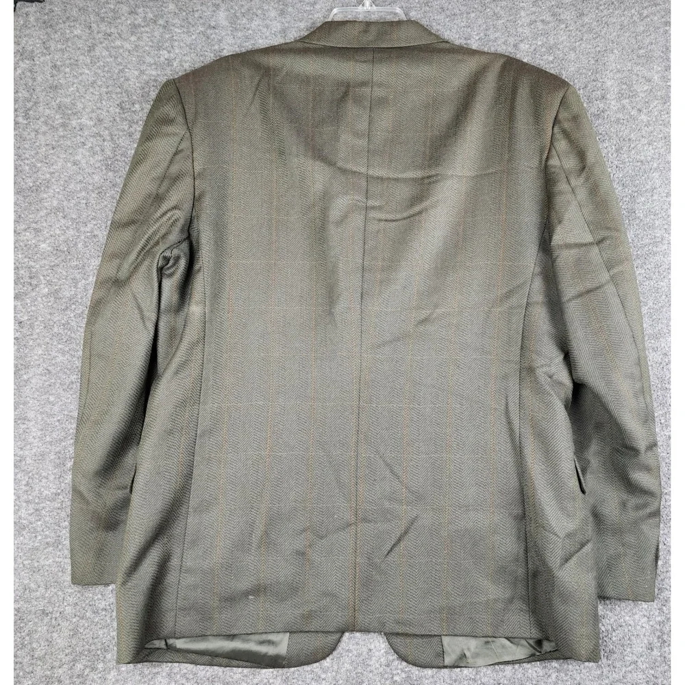 Fierte s.r.l. Blazer Mens‎ 42R Olive Green Herringbone Wool Windowpane Italy